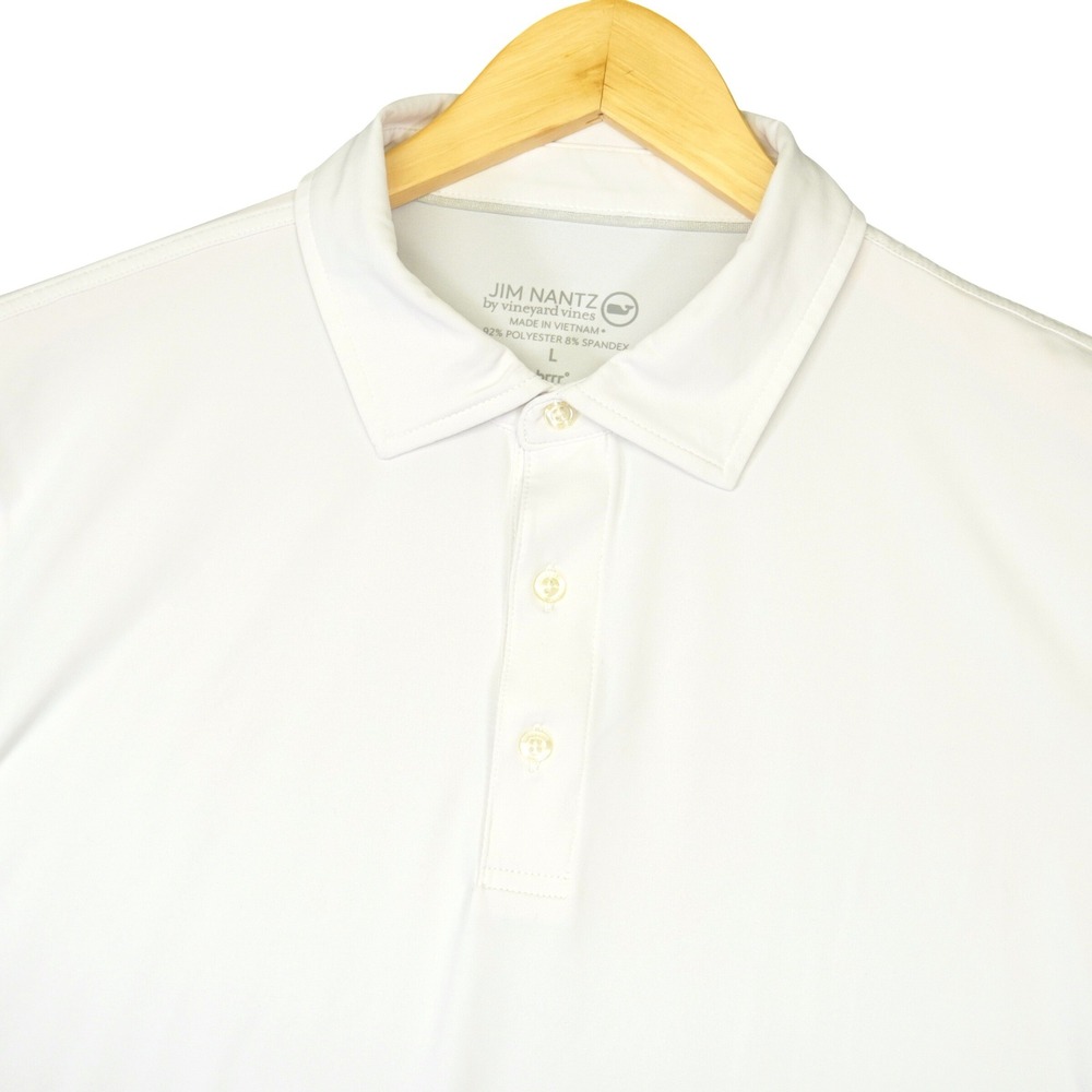 Vineyard Vines Jim Nantz Polo Mens Large White brrr Performance Golf Shirt